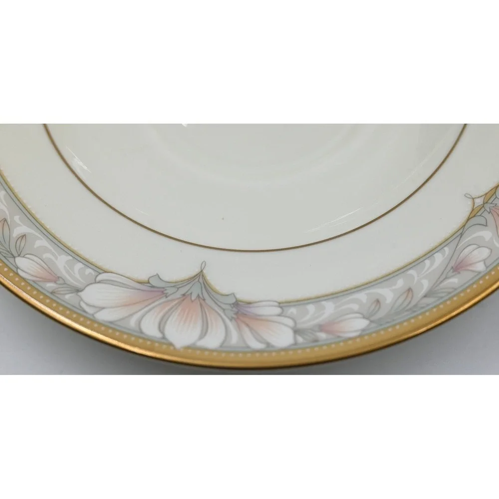 Noritake Barrymore 9737 Bone China Saucers Set of 4 Gold Trim Floral Japan 6in